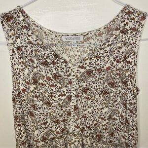 Anthropologie Patrons of Peace Women's Paisley Floral Top - Cream/Brown- M